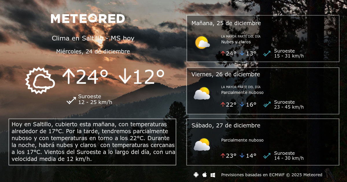 Clima en Saltillo MS 8 14 Días Meteored