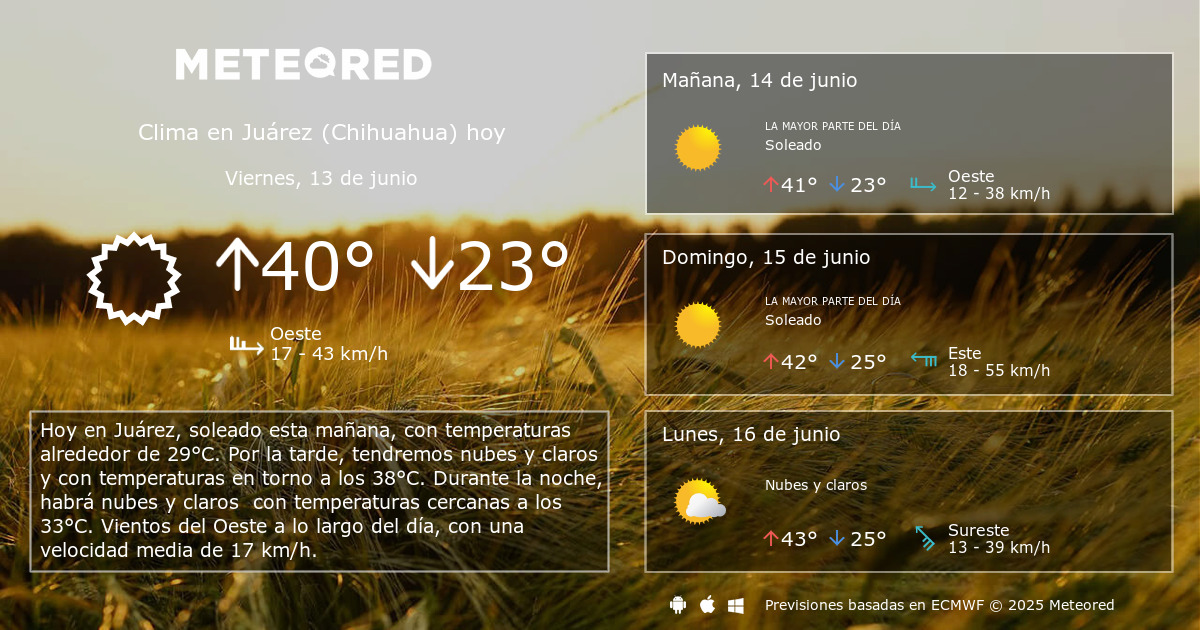 Clima en Juárez (Chihuahua) por horas Meteored